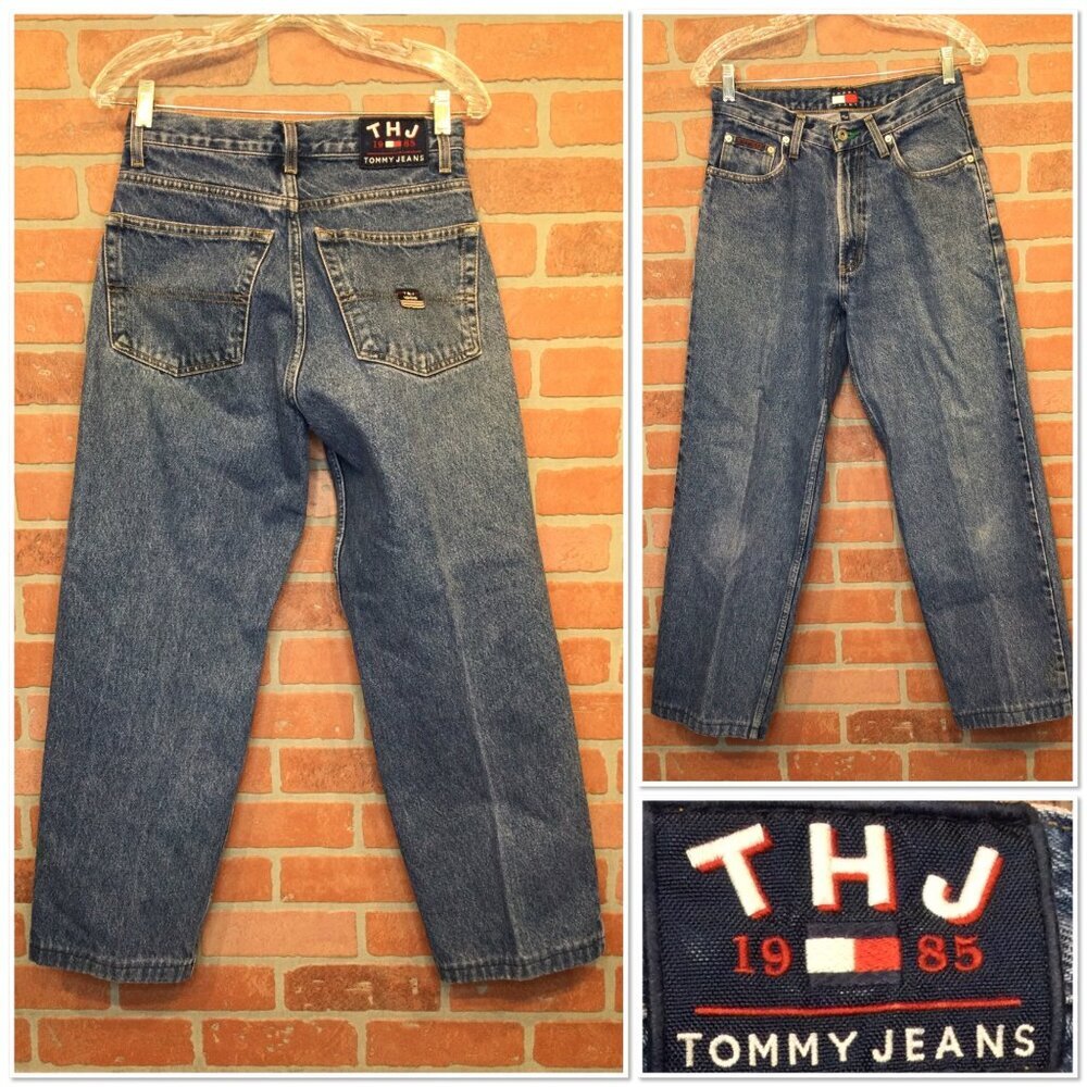 Tommy Jeans Mens Hilfiger Y2K 1985 Blue Denim Pli Pli Size 29 Flag Tag Cotton